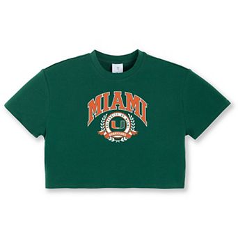 Girls Youth ZooZatz Green Miami Hurricanes Laurels Tri-Blend Cropped T-shirt