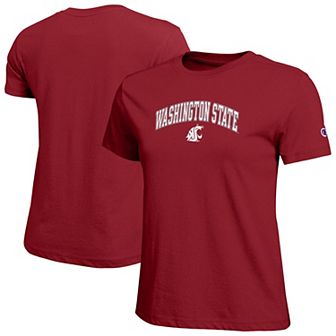 Women's Champion Crimson Washington State Cougars Arched Over Logo T-Shirt