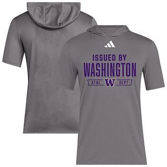 Men's adidas Gray Washington Huskies 2025 AREOREADY Sideline Training Hooded T-Shirt