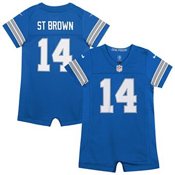 Newborn & Infant Nike Amon-Ra St. Brown Blue Detroit Lions Game Romper Jersey
