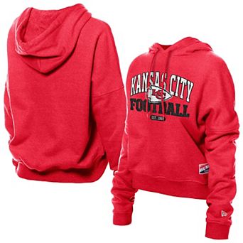 Women's New Era Red Kansas City Chiefs Throwback Boxy Hoodie Sweatshirt