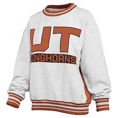 Women's Pressbox Heather Gray/Texas Orange Texas Longhorns Endzone Crewneck Sweatshirt