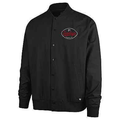 Men's '47 Black Atlanta Falcons Sundays Euro Step Twill Full-Button Bomber Jacket
