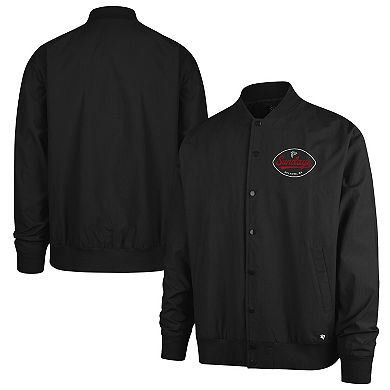 Men's '47 Black Atlanta Falcons Sundays Euro Step Twill Full-Button Bomber Jacket