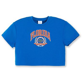 Girls Youth ZooZatz Royal Florida Gators Laurels Tri-Blend Cropped T-shirt