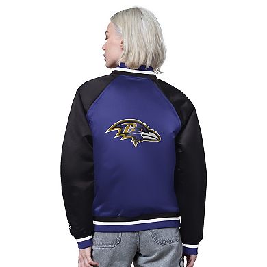 Women's Starter Purple/Black Baltimore Ravens Satin Full-Snap Vintage Varsity Jacket