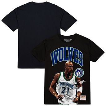 Men's Mitchell & Ness Kevin Garnett Black Minnesota Timberwolves Hardwood Classics Player Arch T-Shirt
