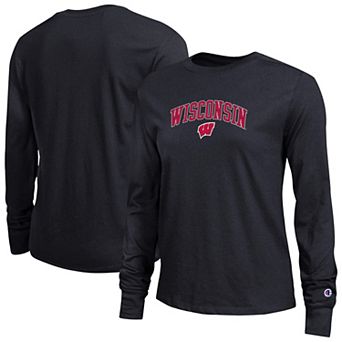 Women's Champion Black Wisconsin Badgers Arch Over Logo Long Sleeve T-Shirt