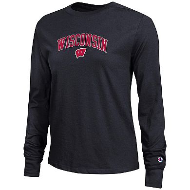 Women's Champion Black Wisconsin Badgers Arch Over Logo Long Sleeve T-Shirt