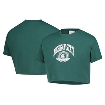 Girls Youth ZooZatz Green Michigan State Spartans Laurels Tri-Blend Cropped T-shirt