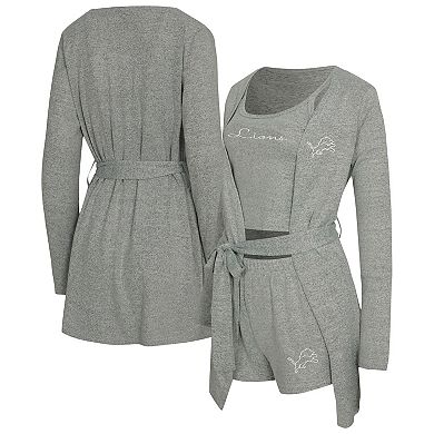 "Women's Concepts Sport Heather Gray Detroit Lions Rigor Tank, Short & Robe Set"