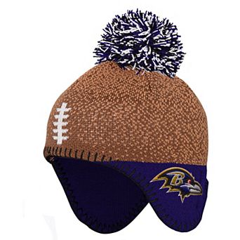 Preschool Brown Baltimore Ravens Football Head Knit Hat with Pom