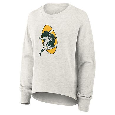 Women's Fanatics Heather Gray Green Bay Packers Oversized Hometown Pullover Sweatshirt