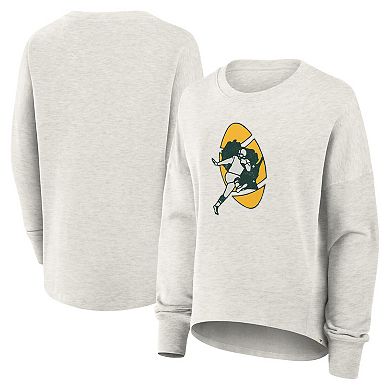 Women's Fanatics Heather Gray Green Bay Packers Oversized Hometown Pullover Sweatshirt