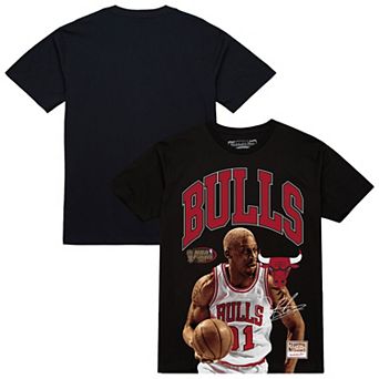 Men's Mitchell & Ness Dennis Rodman Black Chicago Bulls Hardwood Classics Player Arch T-Shirt