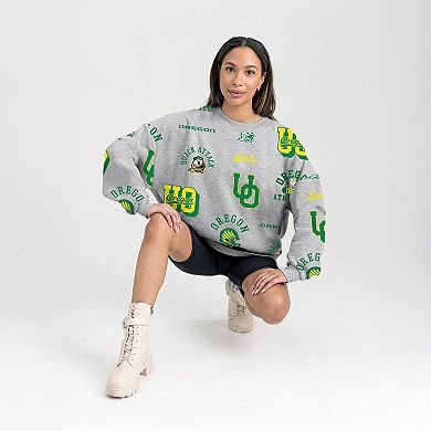 Women's Gameday Couture Gray Oregon Ducks Always on Repeat Fleece Sweatshirt