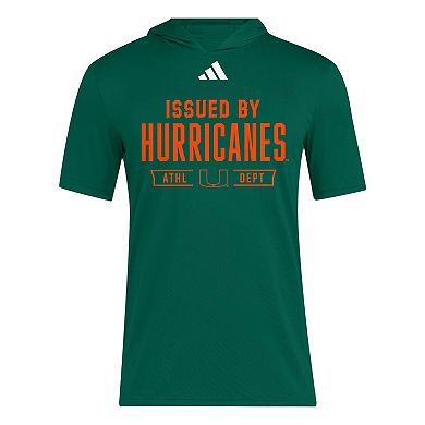 Men's adidas Green Miami Hurricanes 2025 AREOREADY Sideline Training Hooded T-Shirt