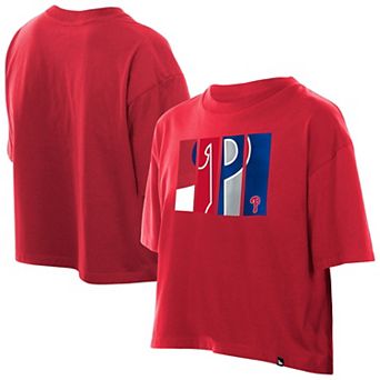 Women's New Era Red Philadelphia Phillies Boxy Foil Logo T-Shirt