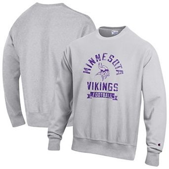 Men's Champion Heather Gray Minnesota Vikings Reverse Weave Fleece Pullover Sweatshirt
