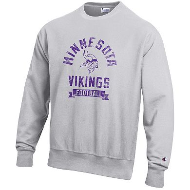Men's Champion Heather Gray Minnesota Vikings Reverse Weave Fleece Pullover Sweatshirt