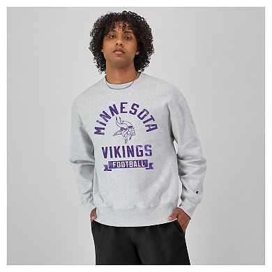 Men's Champion Heather Gray Minnesota Vikings Reverse Weave Fleece Pullover Sweatshirt