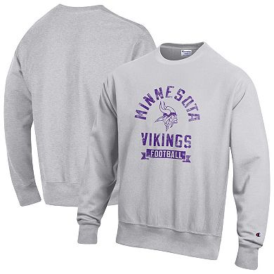 Men's Champion Heather Gray Minnesota Vikings Reverse Weave Fleece Pullover Sweatshirt