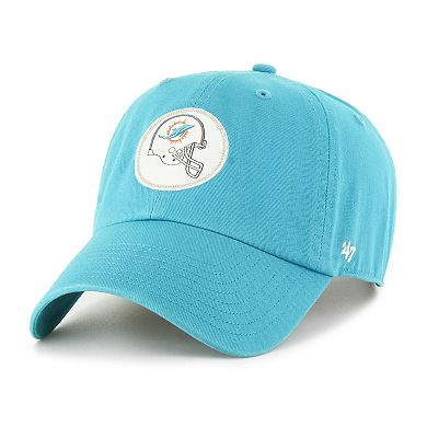 Men's '47 Aqua Miami Dolphins Hard Hat Clean Up Adjustable Hat