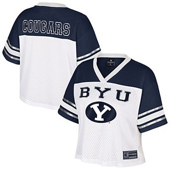 Women's Colosseum White BYU Cougars Treasure Cropped Football Jersey