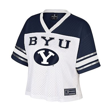 Women's Colosseum White BYU Cougars Treasure Cropped Football Jersey