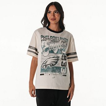Women's The Wild Collective Cream Philadelphia Eagles Vintage Drop Shoulder Oversized Boyfriend T-Shirt