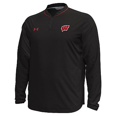 Men's Under Armour Black Wisconsin Badgers Motivate Long Sleeve Quarter-Zip Jacket