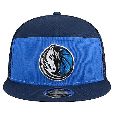 Men's New Era Blue/Navy Dallas Mavericks Outdoor Split Panel 9FIFTY Snapback Hat