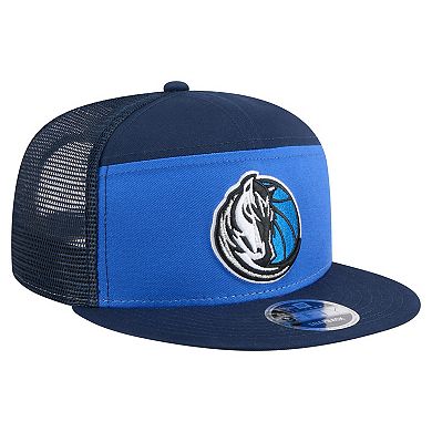 Men's New Era Blue/Navy Dallas Mavericks Outdoor Split Panel 9FIFTY Snapback Hat