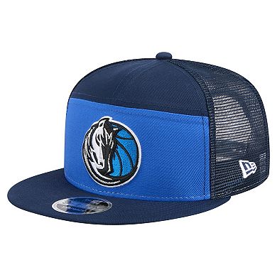 Men's New Era Blue/Navy Dallas Mavericks Outdoor Split Panel 9FIFTY Snapback Hat