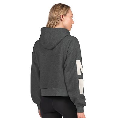 Women's Starter Heather Gray Minnesota Vikings Star Player Cropped Fleece Pullover Hoodie