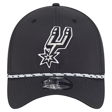 Men's New Era Black San Antonio Spurs Featherweight Poly Rope Flex 39Thirty Hat
