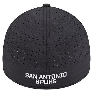 Men's New Era Black San Antonio Spurs Featherweight Poly Rope Flex 39Thirty Hat