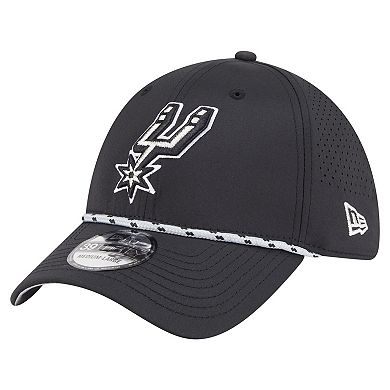 Men's New Era Black San Antonio Spurs Featherweight Poly Rope Flex 39Thirty Hat