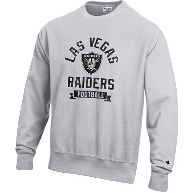 Men's Champion Heather Gray Las Vegas Raiders Reverse Weave Fleece Pullover Sweatshirt