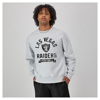 Men's Champion Heather Gray Las Vegas Raiders Reverse Weave Fleece Pullover Sweatshirt