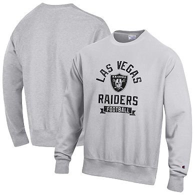 Men's Champion Heather Gray Las Vegas Raiders Reverse Weave Fleece Pullover Sweatshirt