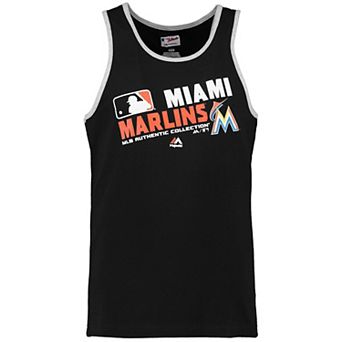 Men's Majestic Black Miami Marlins Authentic Collection Team Choice Tank Top