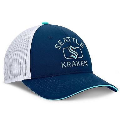 Men's Fanatics Deep Sea Blue/White Seattle Kraken Authentic Pro Rink Adjustable Trucker Hat