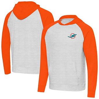 Men's Antigua Gray/Orange Miami Dolphins Urgent Pullover Hoodie