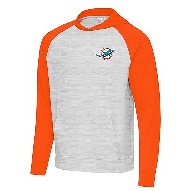 Men's Antigua Gray/Orange Miami Dolphins Urgent Pullover Hoodie
