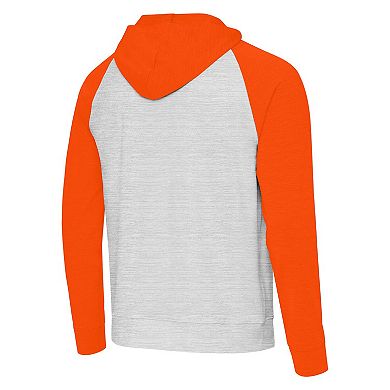 Men's Antigua Gray/Orange Miami Dolphins Urgent Pullover Hoodie