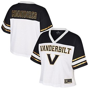 Women's Colosseum White Vanderbilt Commodores Treasure Cropped Football Jersey