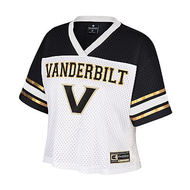 Women's Colosseum White Vanderbilt Commodores Treasure Cropped Football Jersey