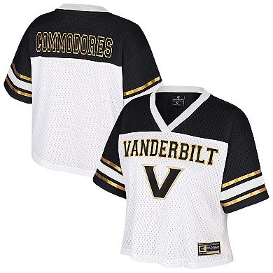 Women's Colosseum White Vanderbilt Commodores Treasure Cropped Football Jersey