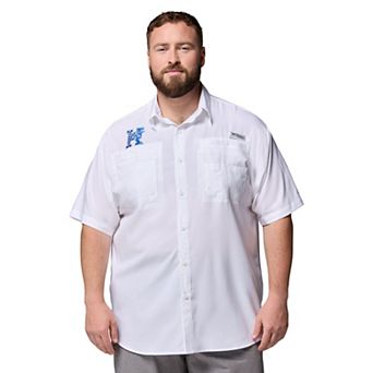 Men's Columbia White Kentucky Wildcats Big & Tall Tamiami Omni-Shade Button-Down Shirt